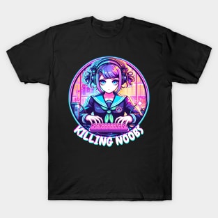 Neon Anime Manga gamer girl T-Shirt